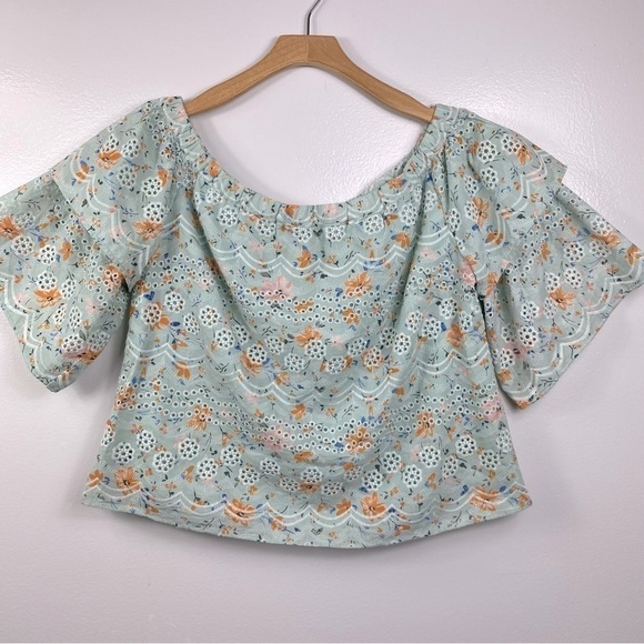 Anthropologie | LAIA Ashtabula Off-The-Shoulder cotton eyelet Blouse - Picture 2 of 9